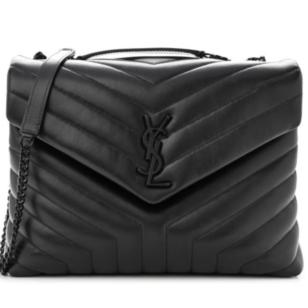 Saint Laurent Calfskin Y Quilted Monogram Monochrome Medium Loulou